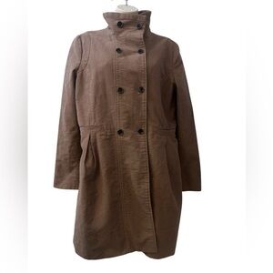 MNG by Mango Women’s L Brown Double-Breasted Military Trench Coat Jacket Chic